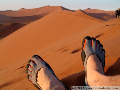 vibram fivefingers at dune 45, sossusvlei, namibia vibram fivefingers at dune 45, sossusvlei, namibia