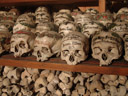 decorated skulls in the beinhaus (ossuary), hallstatt