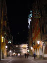 the old town, showing the golden roof, seegrube/hafelekar (the lights above), and town tower. 2005-04-03, Sony Cybershot DSC-F505.