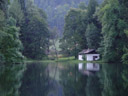 a calm pond - today's bat-night location. 2005-08-19, Sony Cybershot DSC-F717.