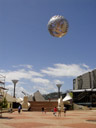 civic square, with the famous silver-fern ball