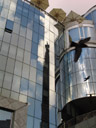 reflection of st. stephen's cathedral in the glass cladding of haas-haus. 2006-10-28, Sony Cybershot DSC-F828.