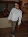 lisa; this photo only makes sense if you know that her sweater says "projekt gesunde haltung" (healthy posture project)