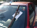 ...and fixated it on his windshield. turns out it wasn't his car after all :-)