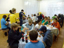 lots of kids, and lots of food.