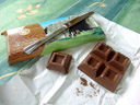 prime peruvian milk chocolate - the knife is supposed to show how big the blocks are (and how hard it is to split them)