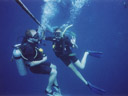 dave and lia from canada, holding on to the buoy line