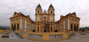 panorama: western facade of melk abbey, with collegiate church, view from altane. 2008-09-23, .