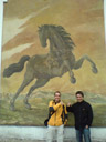 anton and i with giant drawn horse