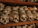 decorated skulls in the ossuary. 2008-09-25, Sony F828. keywords: beinhaus hallstatt , bone house, ossuary, karner, human skulls, cemetary