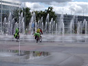biking through the united nations fountain