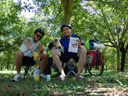 lunch break in a walnut plantation