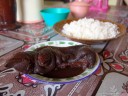 lunch: cooked pig's trotter with rice. 