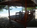 beachfront restaurant seating, gili meno