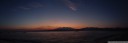 panorama: approaching dawn on gili meno, with a view of gunung rinjani (volcano & lombok's highest point)