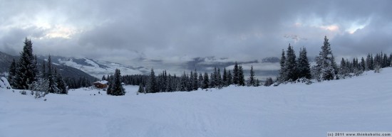 panorama: birgitzer alm in winter panorama: birgitzer alm in winter