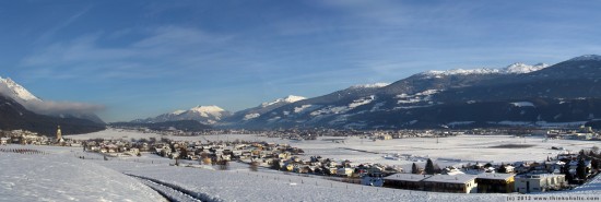 panorama: thaur and the inn valley (winter landscape)