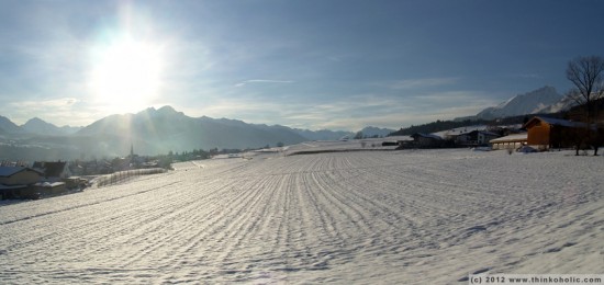 panorama: thaur fields, looking towards rum (winter landscape)