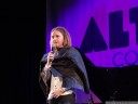 tim minchin impersonates himself sitting at in a hairdresser's chair (altitude comedy festival 2012). 2012-03-28 12:25:56, DSC-F828.