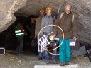 a team of french scientists exits after successful experiments with ground-penetrating radar.