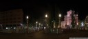 panorama: two thirds of the triple bridge (tromostovje) and franciscan church of the annunciation. 2012-04-22 02:04:25, DSC-F828.