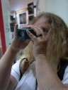 a nearly-blind woman tests the lytro lightfield camera at photokina 2012