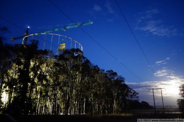 gas ring, canopy crane and moonset - early morning at the UWS EucFACE site.