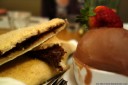 chocolate marshmallow pizza with chocolate gelato at embers, richmond nsw