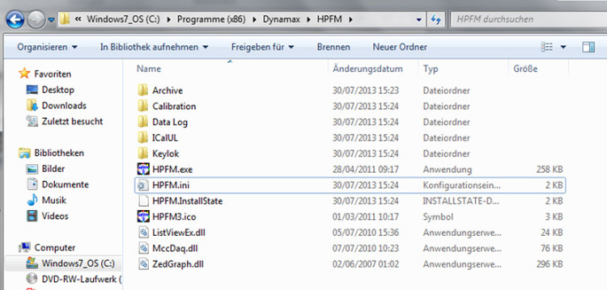 ... and a file called "HPFM.ini" in directory C:\Program Files (x86)\Dynamax\HPFM