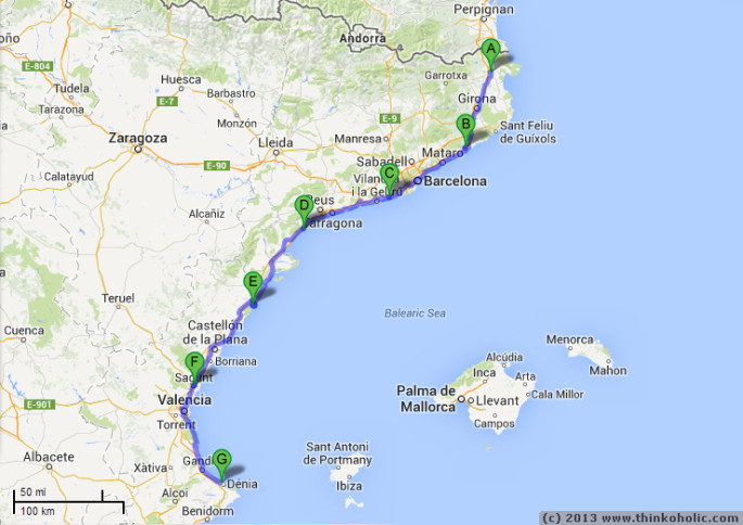 bike route two, third week: a journey from the french-spanish border, to barcelona and along the coast to the our destination, dénia