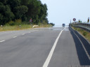 hot-road mirage ahead (inferior mirage)
