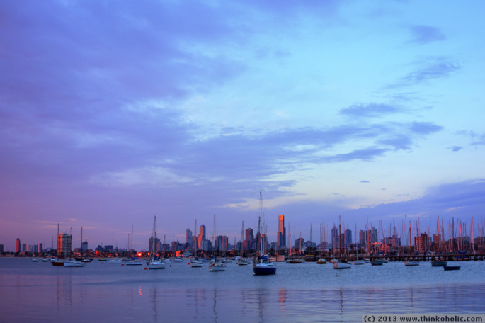 melbourne skyline at sunset