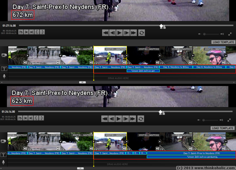 gopro studio title delay problem: before (upper) and after (lower) reopening a project file