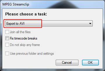 step 2b: choose "Add Files" and select your files, and then choose "Export to AVI" from the drop-down menu. 