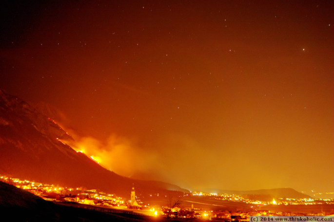 hdr: forest fires in absam, austria (2014-03-20)