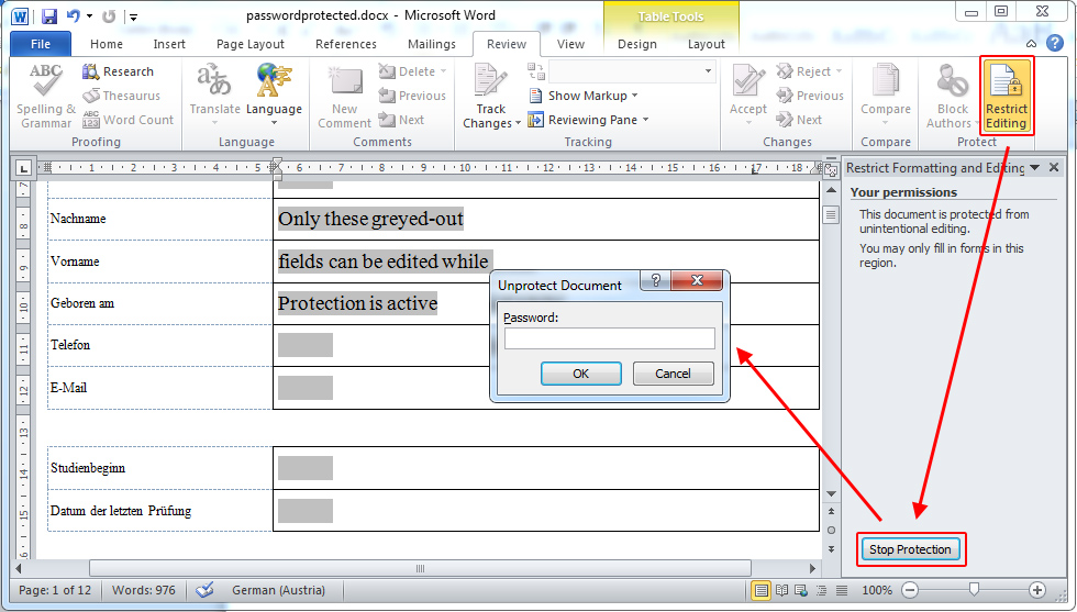 How to remove unknown passwords from protected Microsoft Word files