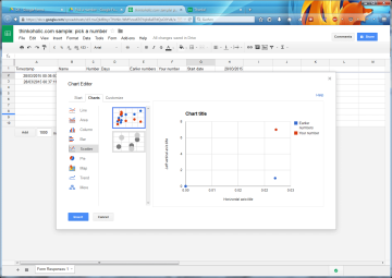 under charts, choose "scatter" and "scatter chart", and press "insert".
