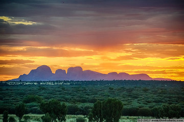 kata tjuta at sunset, seen from the uluru sunrise viewing platform