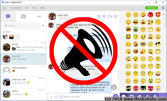 how to remove incoming message and call sounds from viber desktop in windows 10