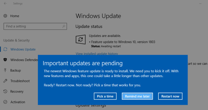 how to stop windows 10 from rebooting automatically for updates
