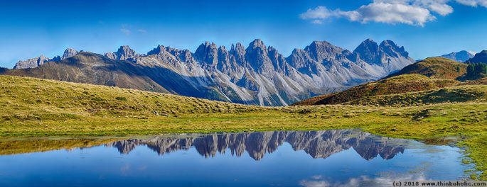 mountain panorama: salfeinssee and kalkkögel, tirol, austria