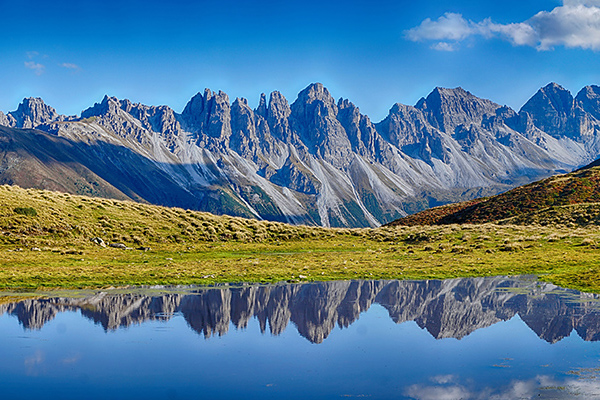 mountain panorama: salfeinssee and kalkkögel, tirol, austria