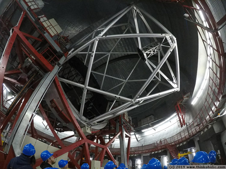 inside the gran telescopio canarias - primary and secondary mirrors
