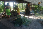 Traditionelles Kochen in Samoa: Der Erdofen wird zur Wärmeisolation mit Blättern belegt. (Foto: Markus Nolf / Vom Essen Besessen)